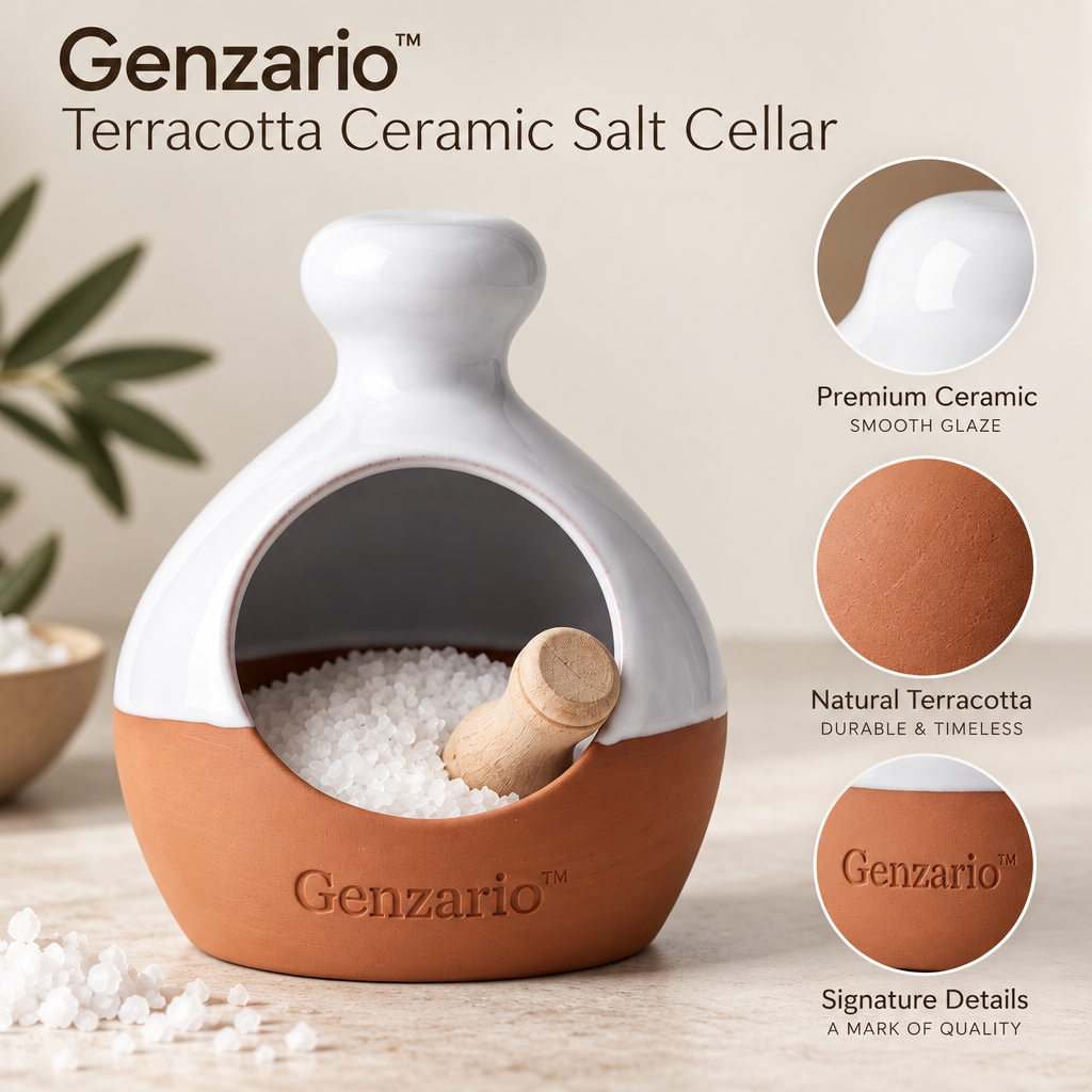 Genzario™ Sculptural Ceramic Serving Dish — Organic Modern Kitchen Vessel for Elevated Everyday Styling