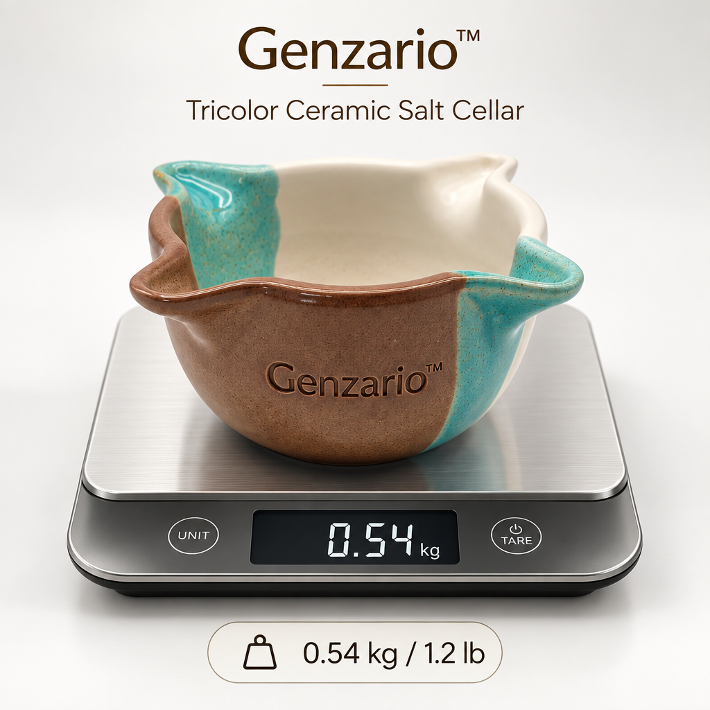 Genzario™ Sculptural Ceramic Salt Jar — Organic Modern Kitchen Vessel for Elegant Countertop Styling