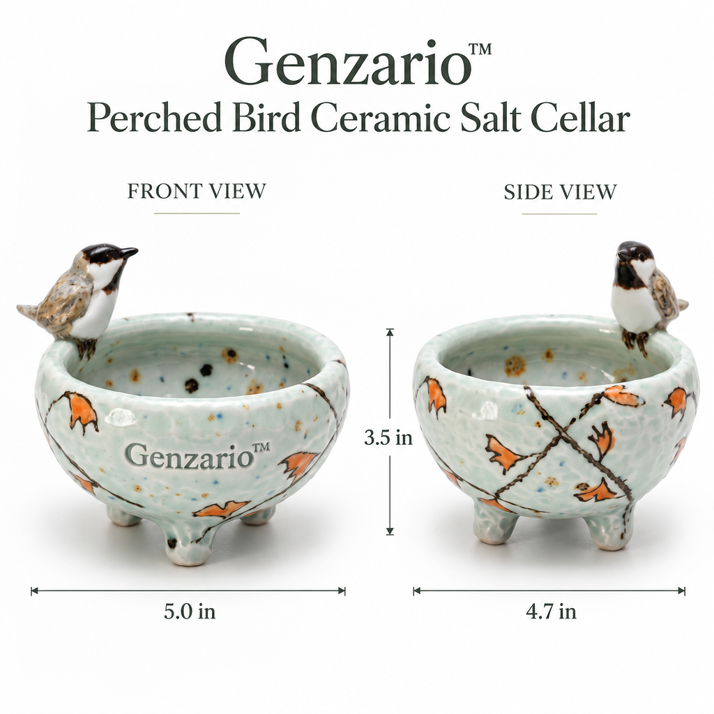 Genzario™ Sculptural Ceramic Salt Cellar — Organic Modern Kitchen Vessel for Refined Everyday Rituals