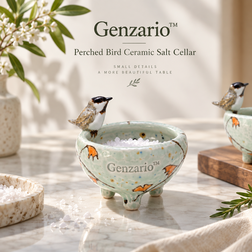 Genzario™ Sculptural Ceramic Salt Cellar — Organic Modern Kitchen Vessel for Refined Everyday Rituals