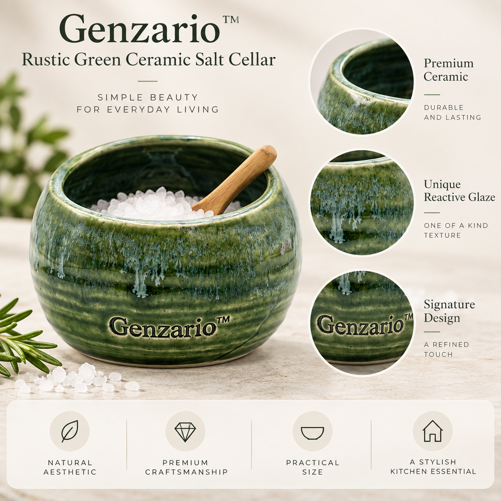 Genzario™ Sculptural Ceramic Condiment Bowl — Organic Modern Kitchen Vessel for Everyday Styling
