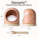 Genzario™ Blush Speckle Ceramic Salt Pig with Matching Spoon