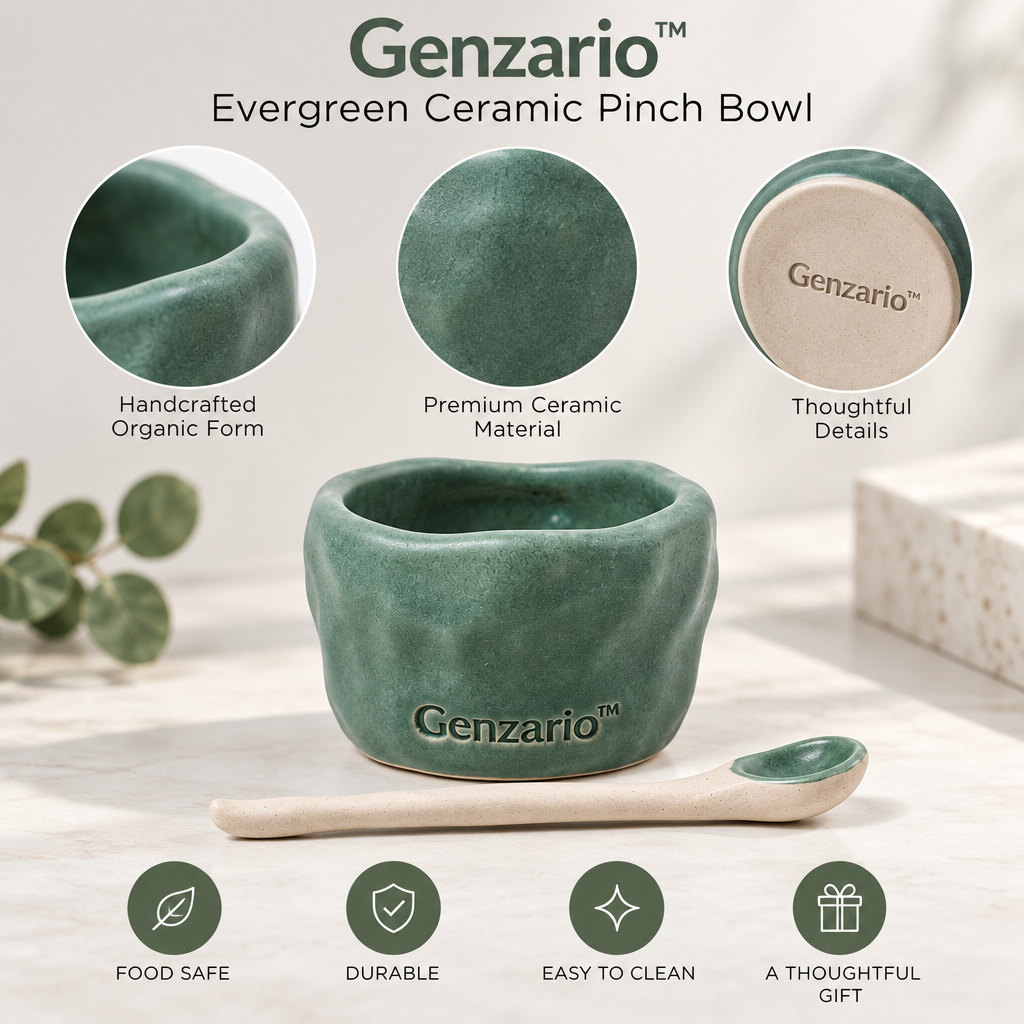 Genzario™ Sculptural Ceramic Serving Bowl — Organic Modern Vessel for Elegant Kitchen Styling