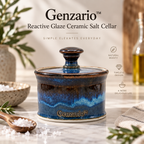 Genzario™ Midnight Tide Reactive Glaze Ceramic Salt Cellar with Lid