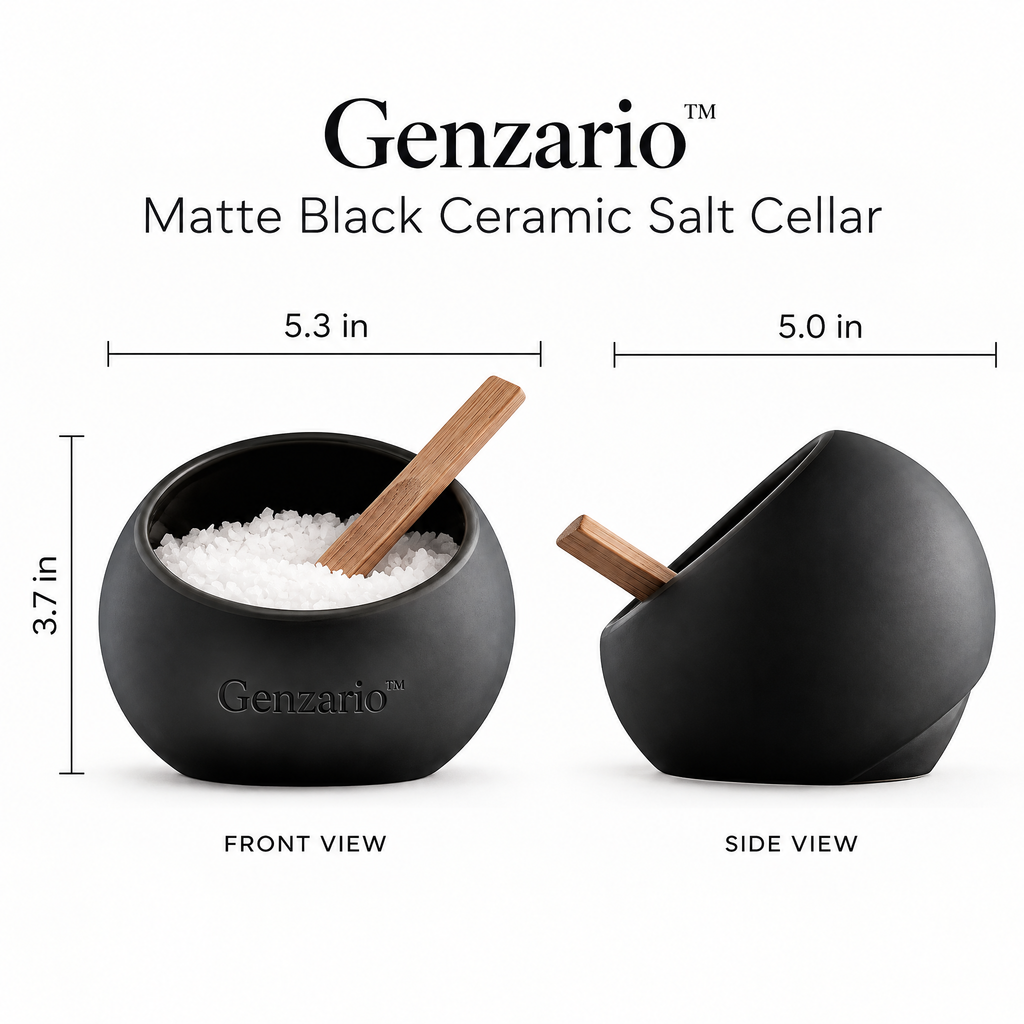 Genzario™ Sculptural Ceramic Kitchen Vessel — Organic Modern Salt Cellar & Decorative Container