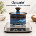 Genzario™ Midnight Tide Reactive Glaze Ceramic Salt Cellar with Lid