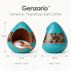 Genzario™ Turquoise Teardrop Ceramic Salt Cellar with Wooden Spoon