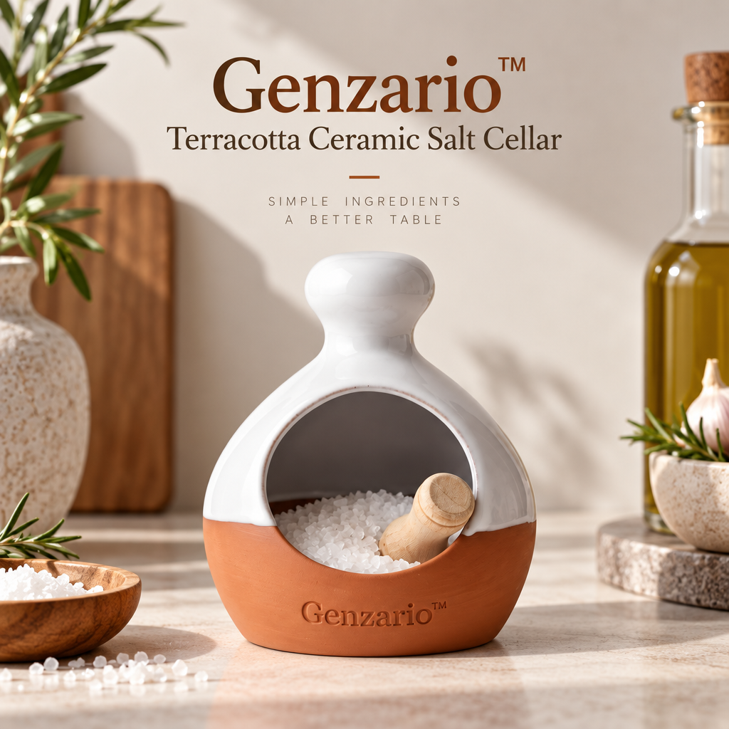 Genzario™ Sculptural Ceramic Serving Dish — Organic Modern Kitchen Vessel for Elevated Everyday Styling