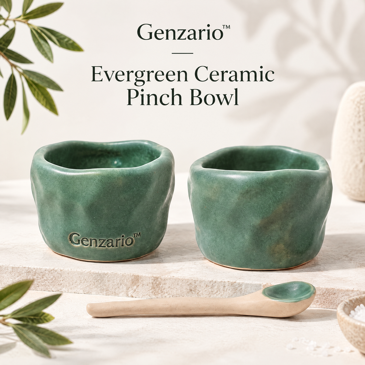 Genzario™ Sculptural Ceramic Serving Bowl — Organic Modern Vessel for Elegant Kitchen Styling