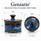Genzario™ Midnight Tide Reactive Glaze Ceramic Salt Cellar with Lid