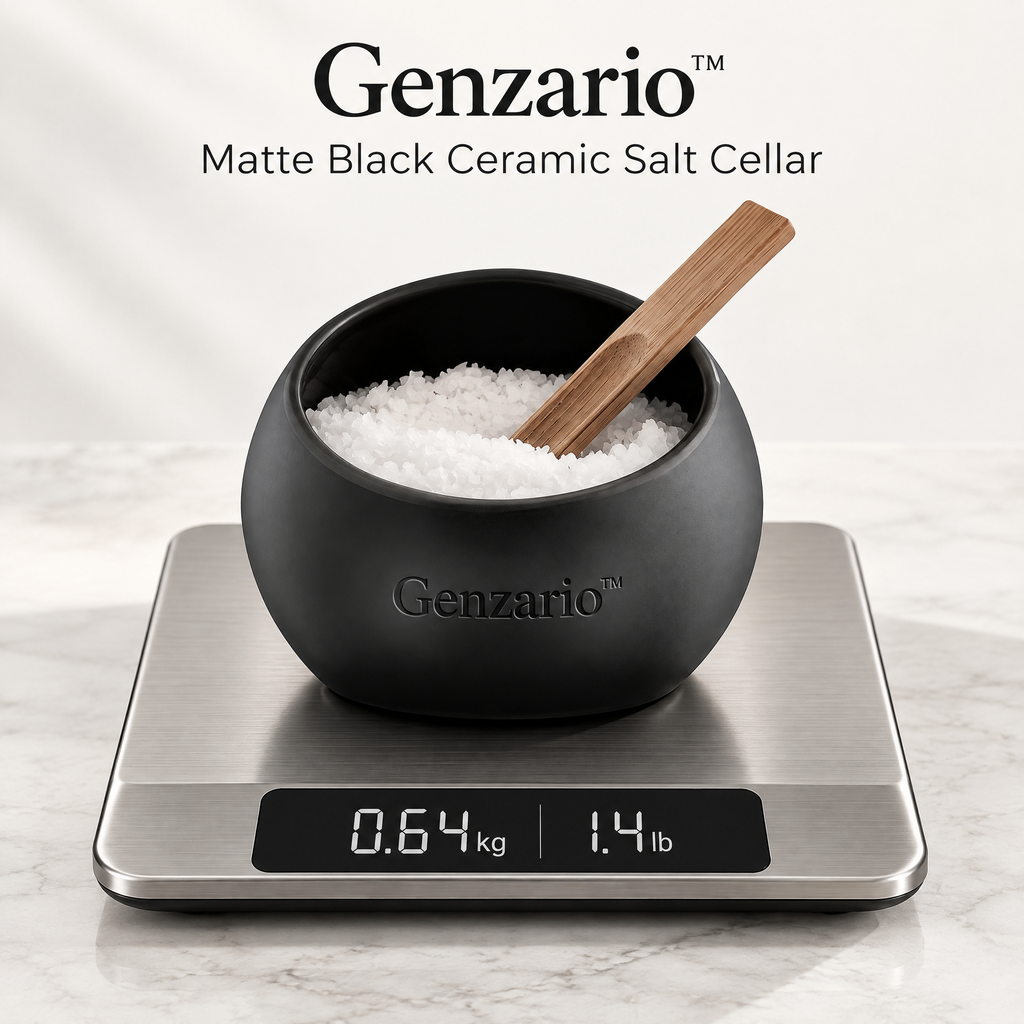 Genzario™ Sculptural Ceramic Kitchen Vessel — Organic Modern Salt Cellar & Decorative Container