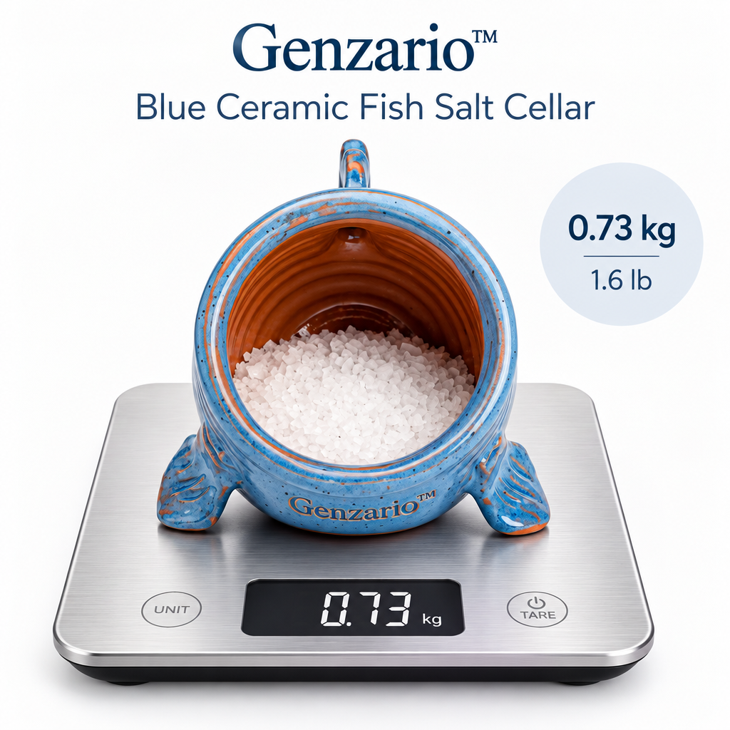 Genzario™ Azure Catch Sculptural Ceramic Fish Salt Cellar