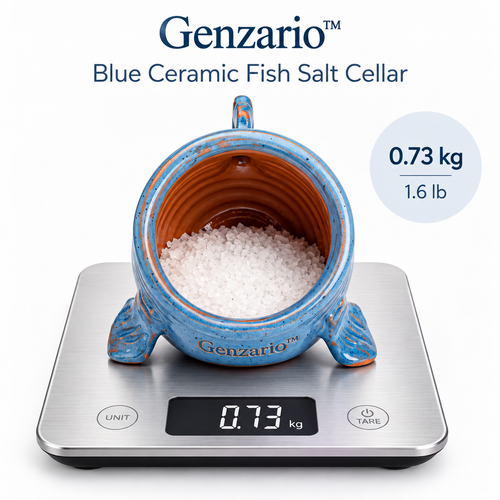 Genzario™ Azure Catch Sculptural Ceramic Fish Salt Cellar