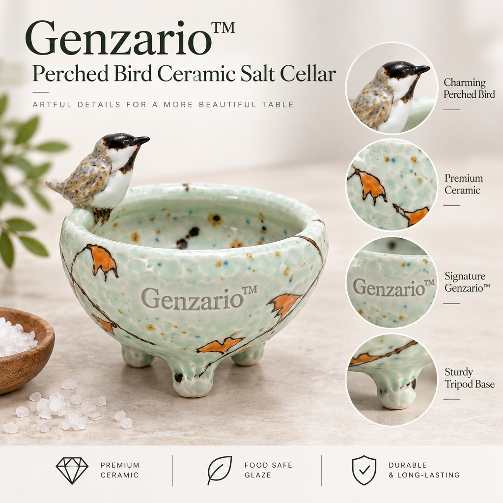 Genzario™ Sculptural Ceramic Salt Cellar — Organic Modern Kitchen Vessel for Refined Everyday Rituals