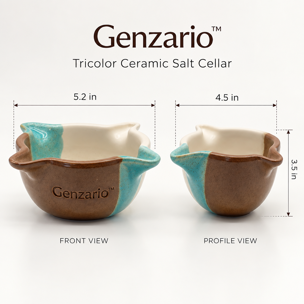 Genzario™ Sculptural Ceramic Salt Jar — Organic Modern Kitchen Vessel for Elegant Countertop Styling