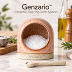 Genzario™ Blush Speckle Ceramic Salt Pig with Matching Spoon
